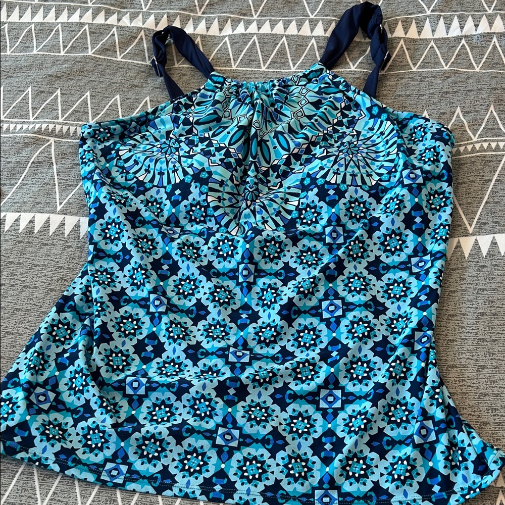 Beach House Blue Geometric Tankini